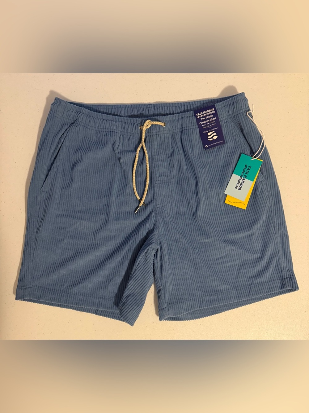 NWT Fair Harbor The Wilder Corduroy Short Denim Blue Size 2X
